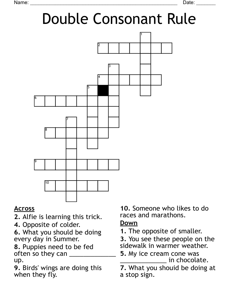 Double Consonant Rule Crossword WordMint