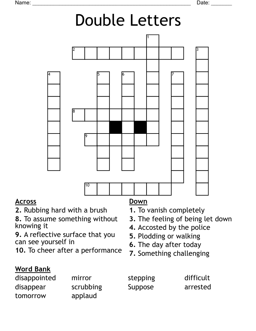 Double Letters Crossword WordMint