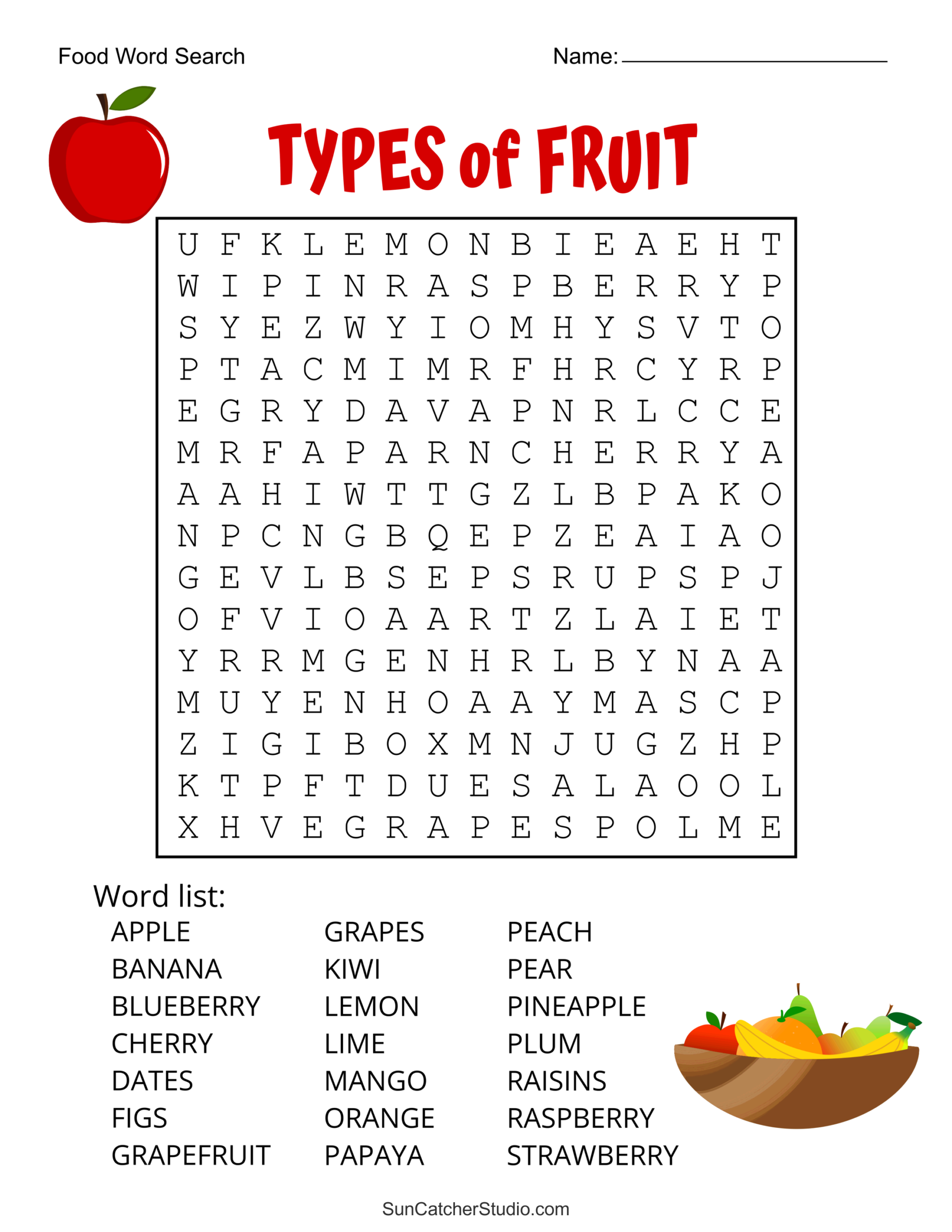 large print search a word printable