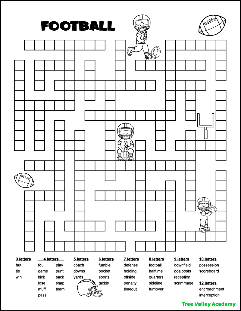 Football Fill In Word Puzzles Tree Valley Academy Football Fill In Word Puzzles Tree Valley Academy
