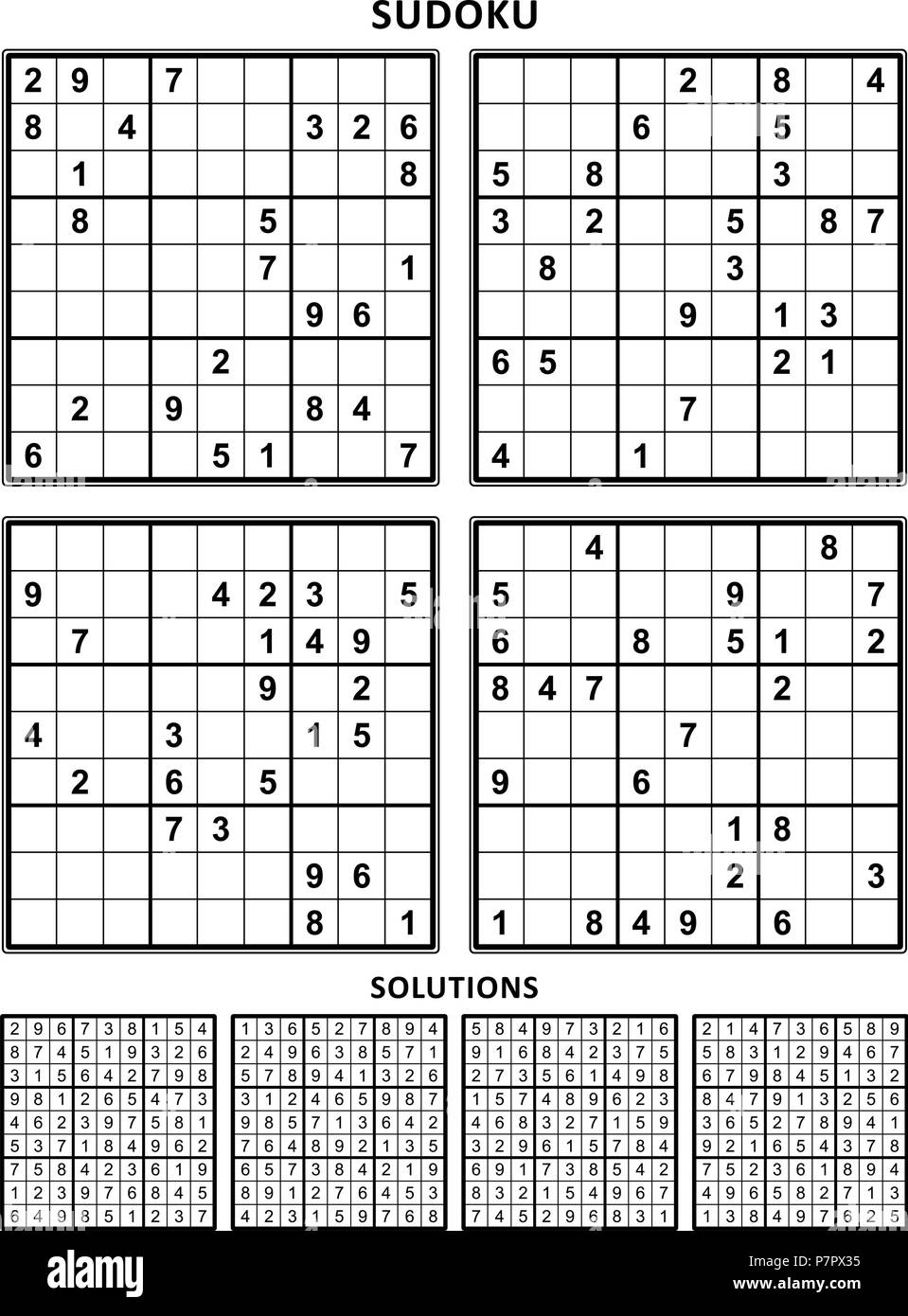 Four Sudoku Puzzles Of Comfortable Level On A4 Or Letter Sized Page With Margins Suitable For Large Print Books Answers Included Set 12 Stock Vector Image Art Alamy Four Sudoku Puzzles Of Comfortable Level On A4 Or Letter Sized Page With Margins Suitable For Large Print Books Answers Included Set 12 Stock Vector Image Art Alamy