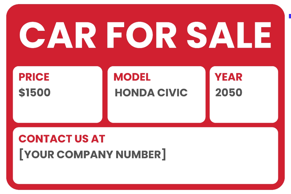 Car Sale Signs Printable
