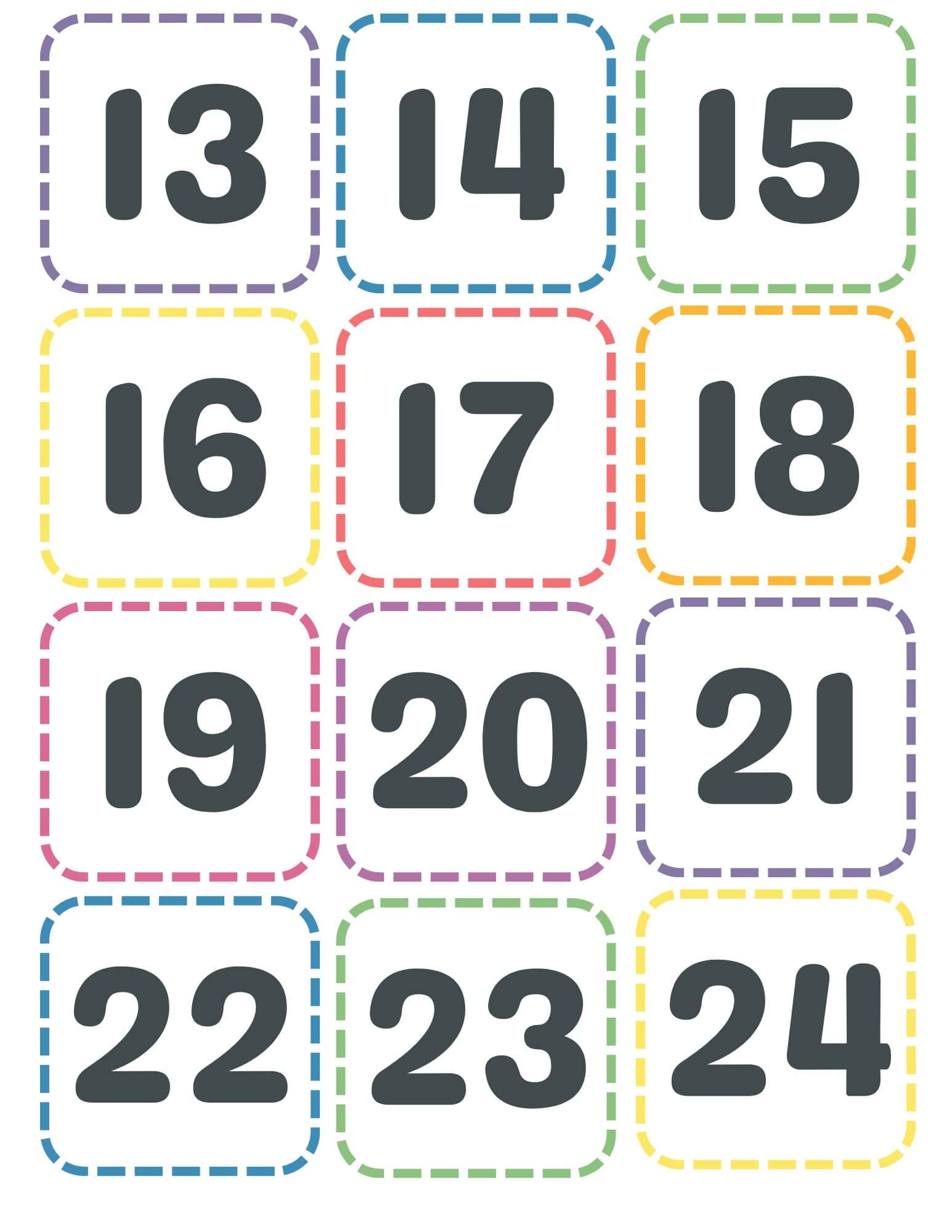 FREE Printable Calendar Numbers 1 31
