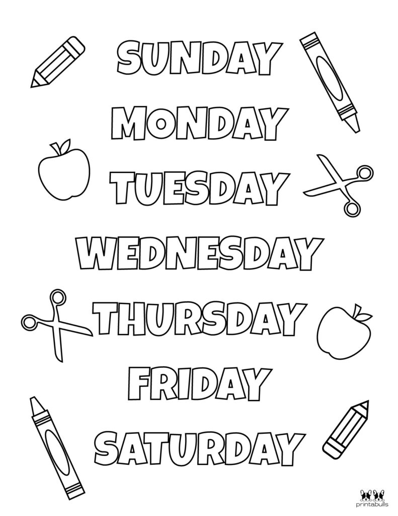 free printable days of the week