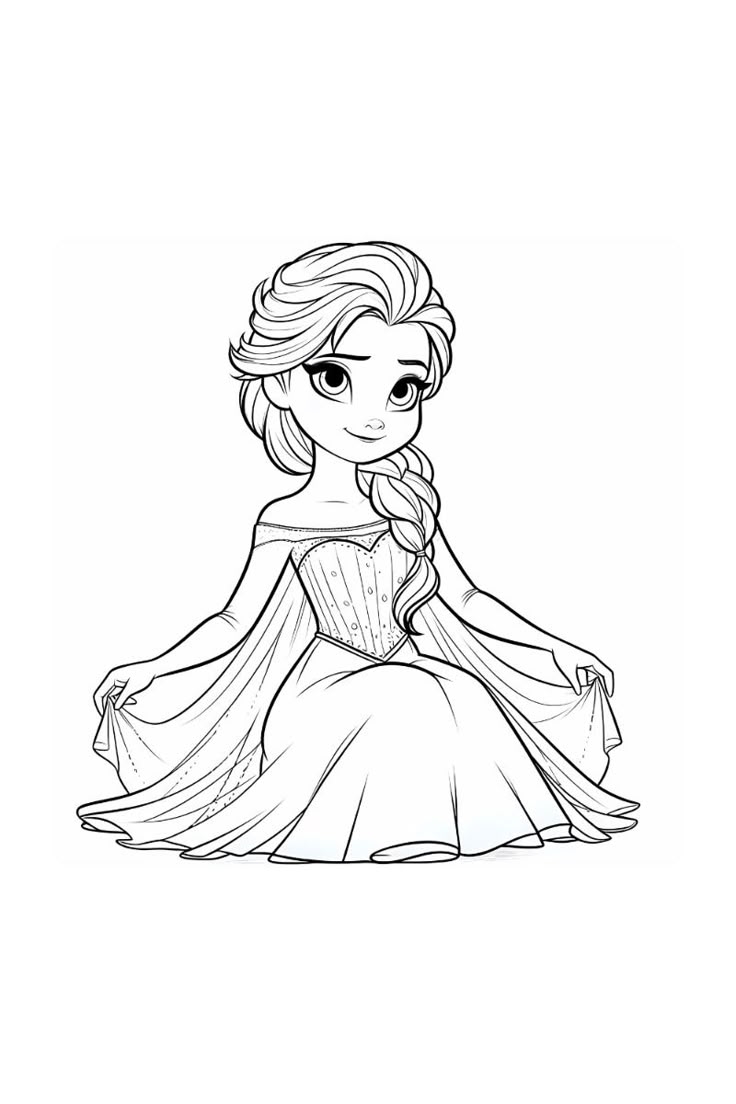 elsa printable colouring pages