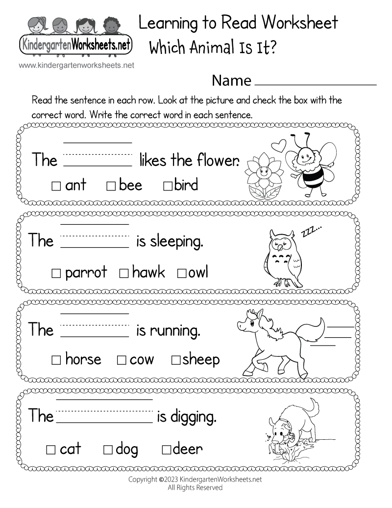 Kindergarten Reading Printables