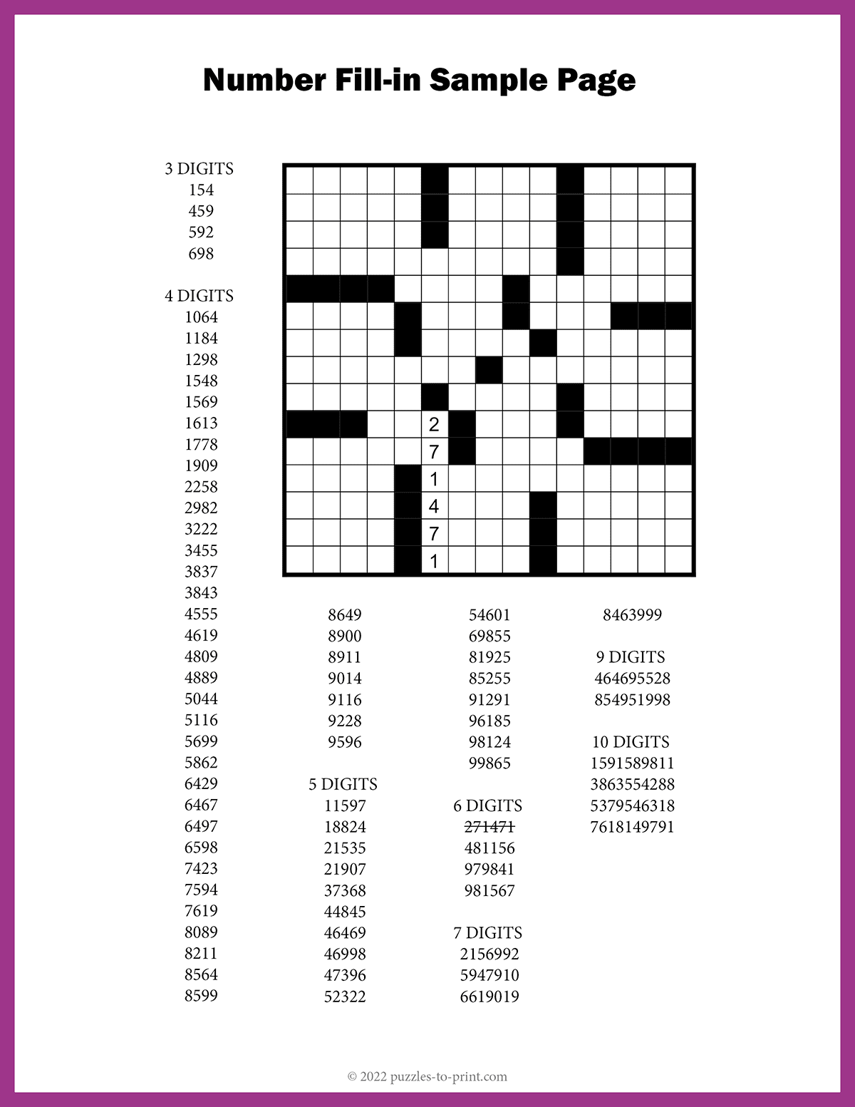 Free Printable Number Fill In Puzzles Free Printable Number Fill In Puzzles