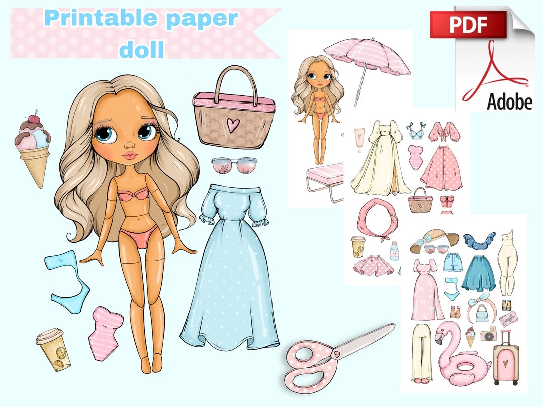 Free Printable Paper Doll Printable Printable Paper Doll Summer Blythe With Clothes Digital PDF