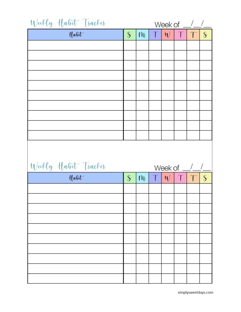 habit tracker printable free