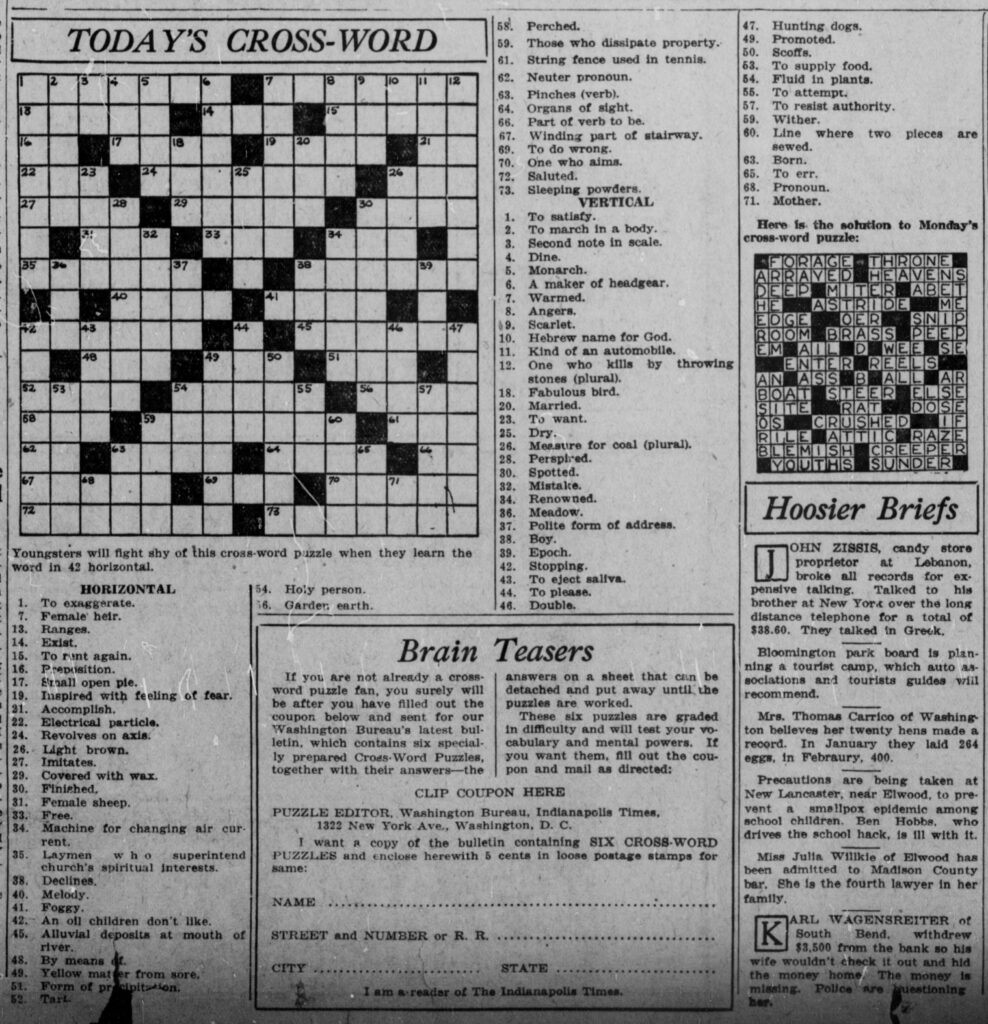 free sunday crossword puzzles