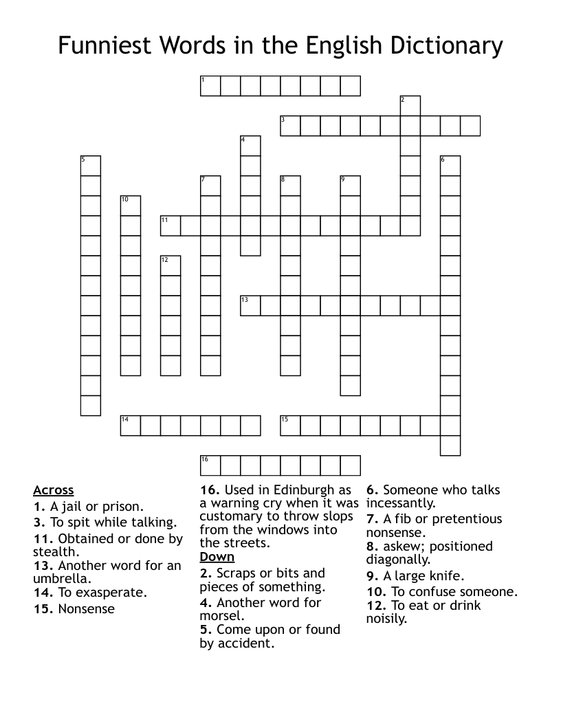 Funniest Words In The English Dictionary Crossword WordMint
