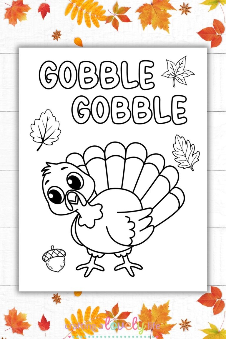 Gobble Gobble Thanksgiving Coloring Page Free Printable