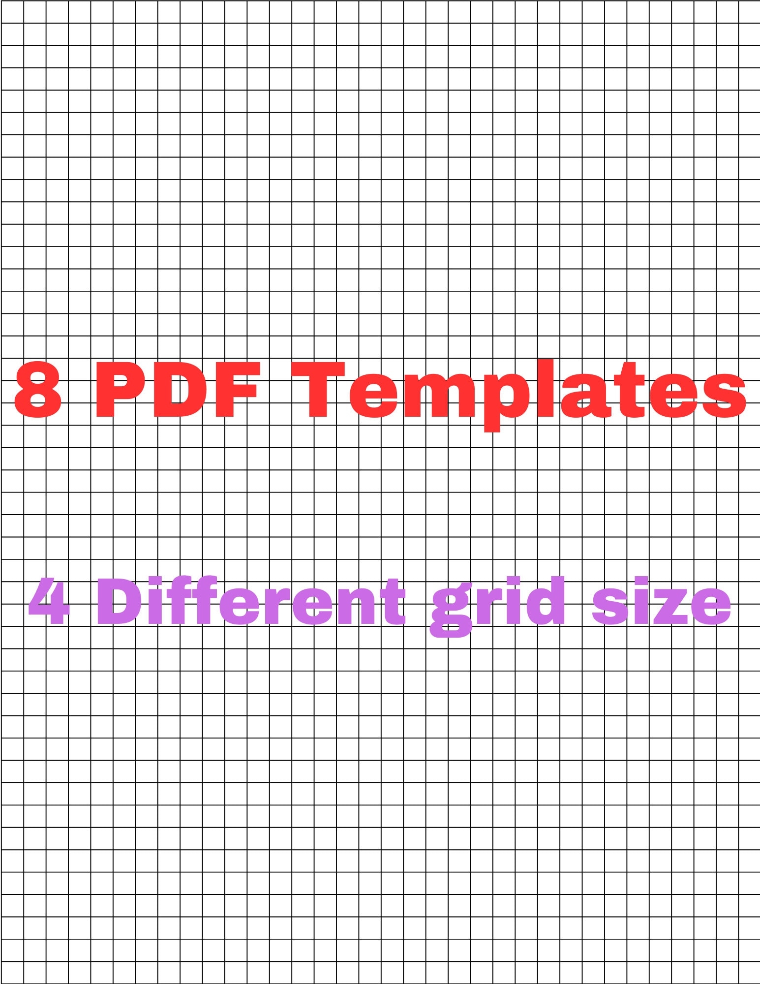 Graph Paper Quad Ruled 4 Grid Sizes 1 5 Inch 1 4 Inch 1 3 Inch 1 2 Inch US Letter Size 8 5 11 Inches Printable 8 Pdfs Multiple Grids KDP Etsy