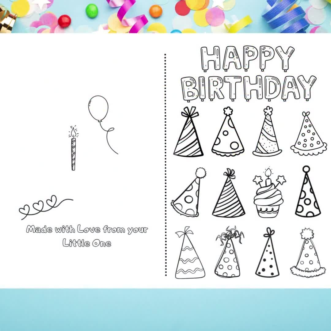 foldable printable birthday cards to color