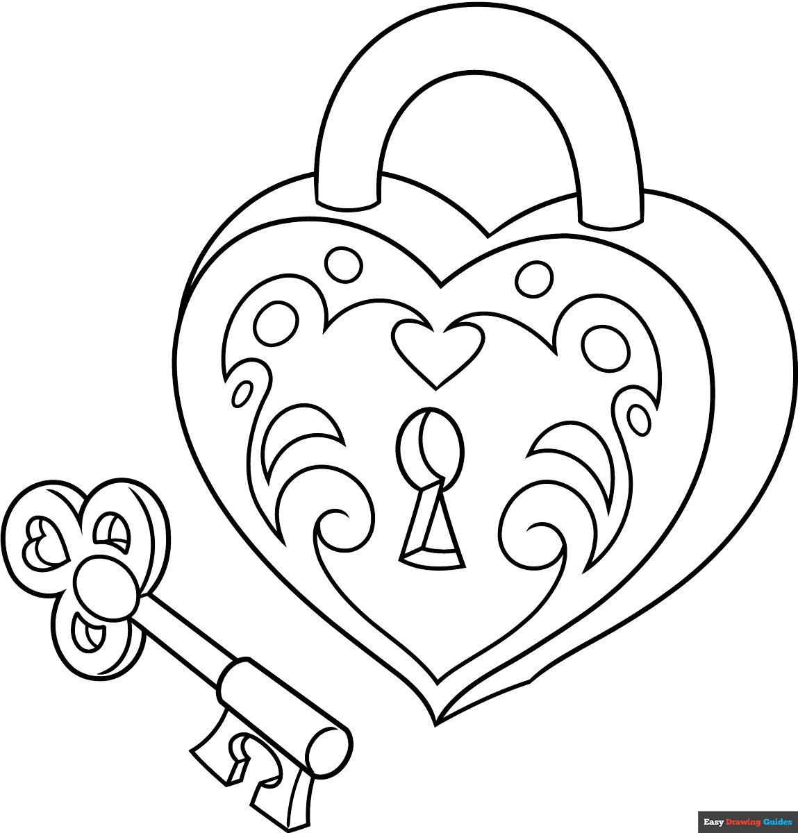 Heart Locket Coloring Page Easy Drawing Guides