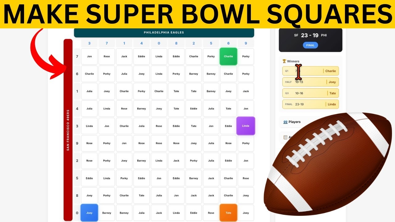 How To Make Super Bowl Squares Game Online For FREE YouTube