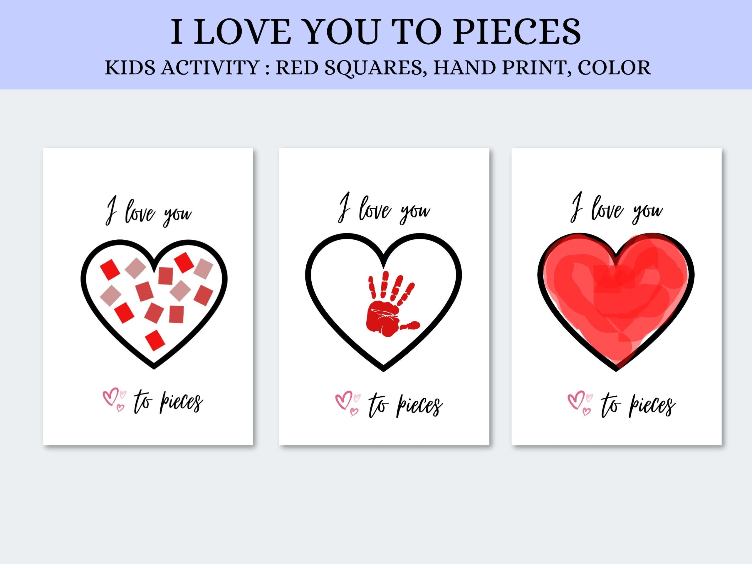 I Love You To Pieces Printable Valentines Day Crafts For Kindergarten And School Heart Template To Color Or Add A Handprint Home Activity Etsy I Love You To Pieces Printable Valentines Day Crafts For Kindergarten And School Heart Template To Color Or Add A Handprint Home Activity Etsy