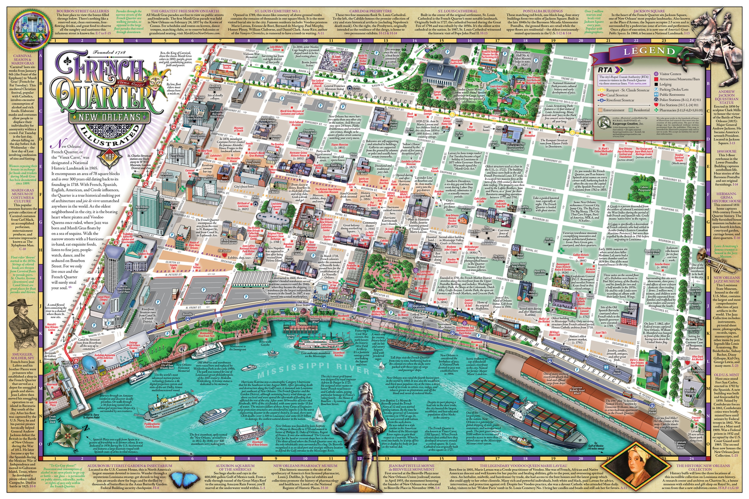 Illustrated French Quarter Map NOLA Karpovage Creative Illustrated French Quarter Map NOLA Karpovage Creative