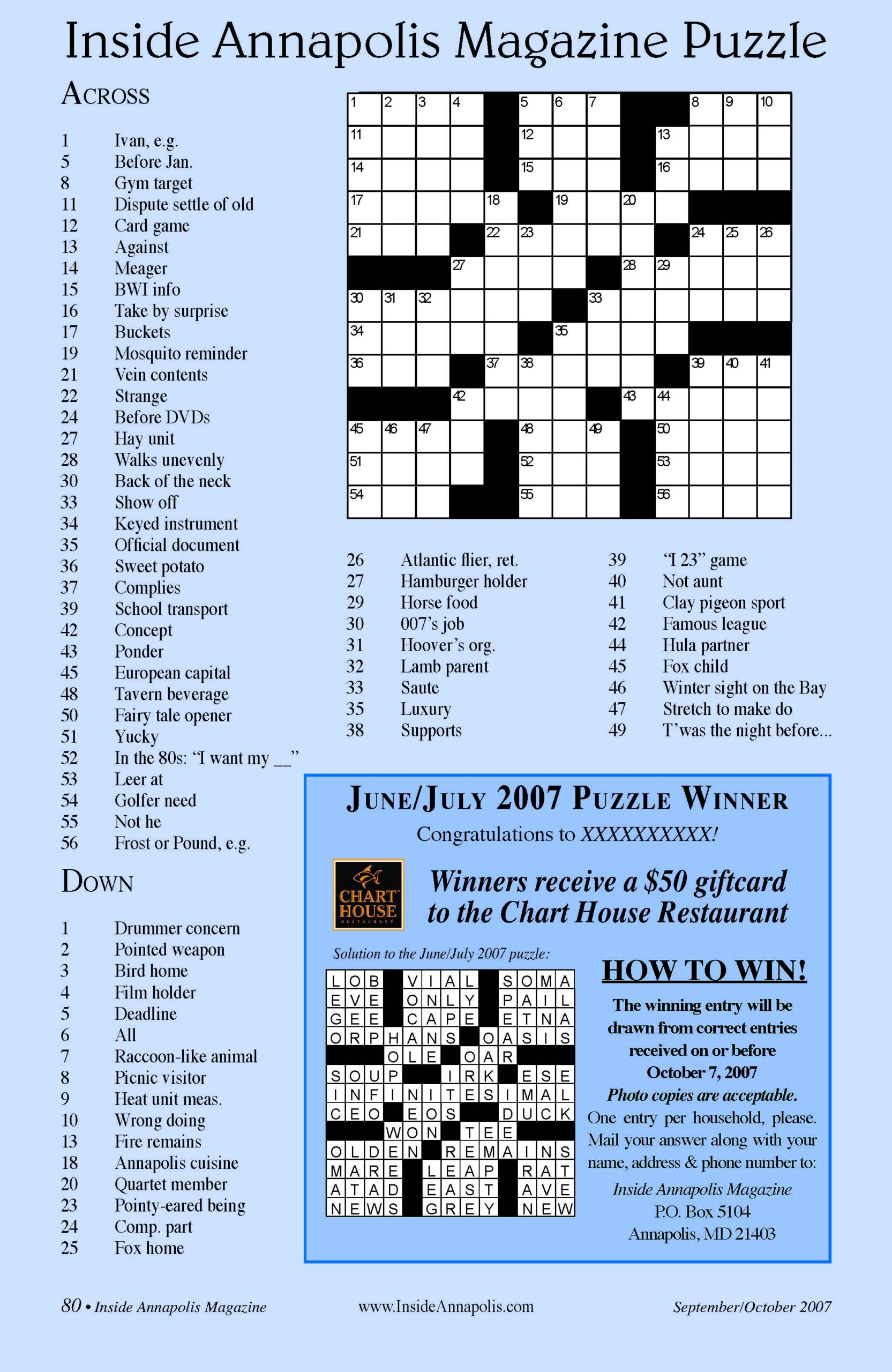 Inside Annapolis Crossword