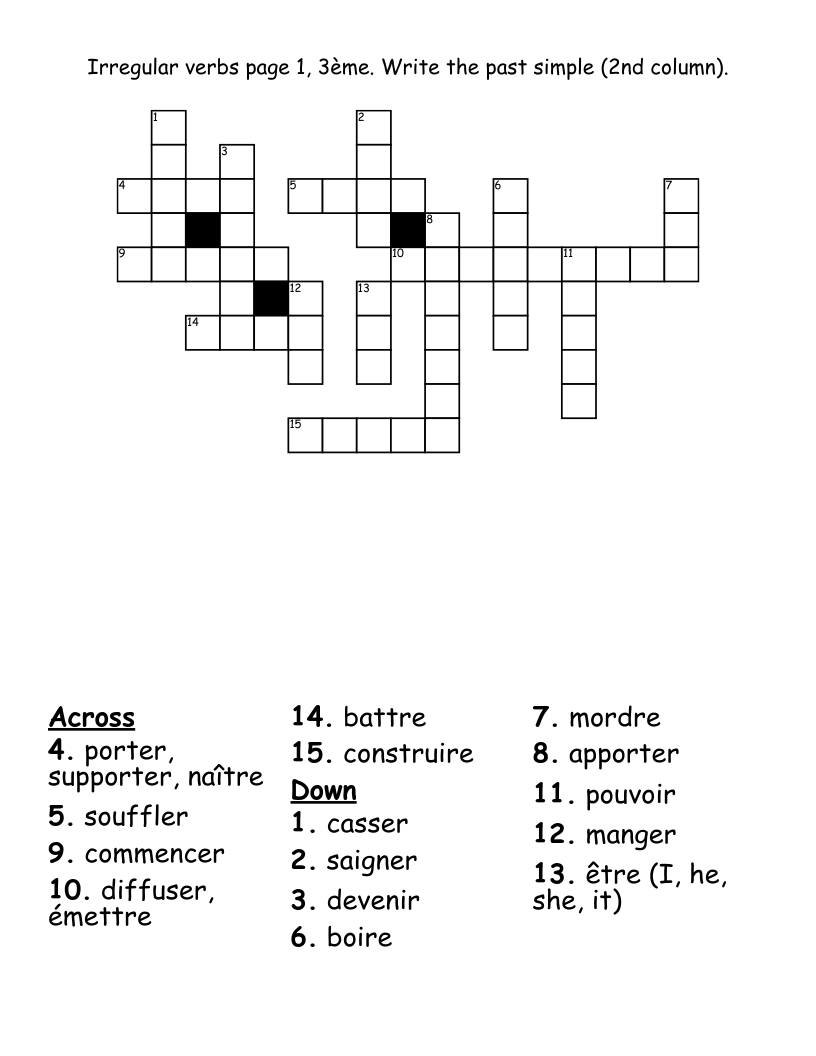 Irregular Verbs Page 1 3 me Write The Past Simple 2nd Column Crossword WordMint Irregular Verbs Page 1 3 me Write The Past Simple 2nd Column Crossword WordMint