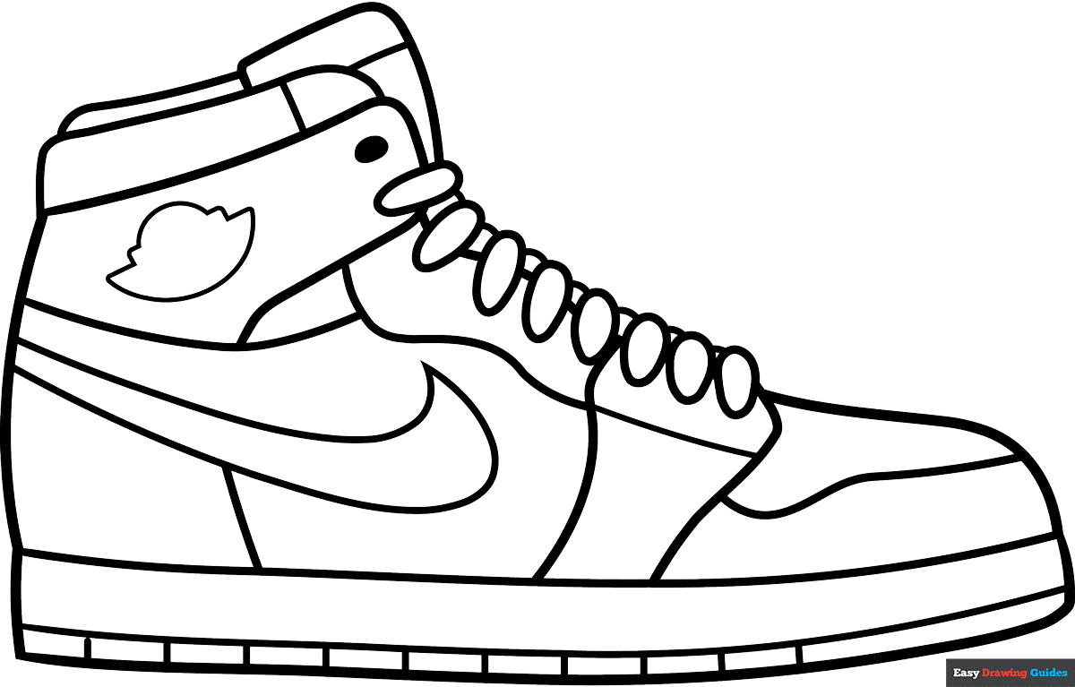 Jordan Shoe Coloring Page Easy Drawing Guides