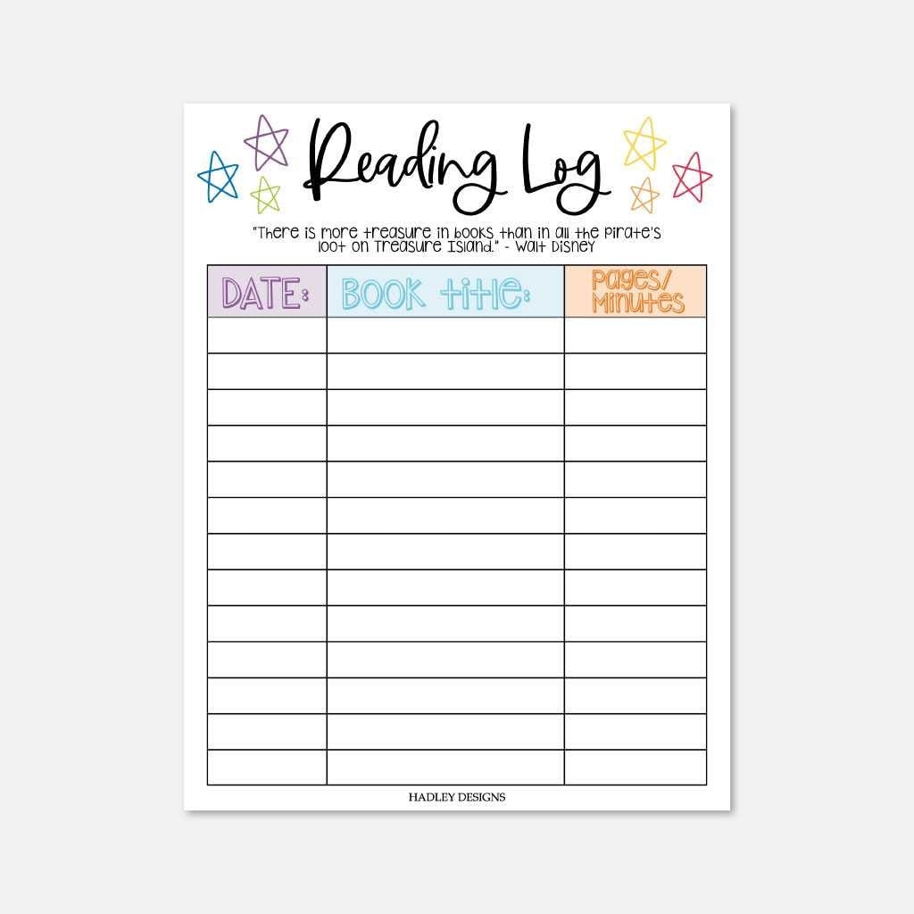 Kids Reading Log Printable Printable Reading Log For Kids Reading Log Journal Kids printable Reading Journal For Kids Reading Incentive Etsy