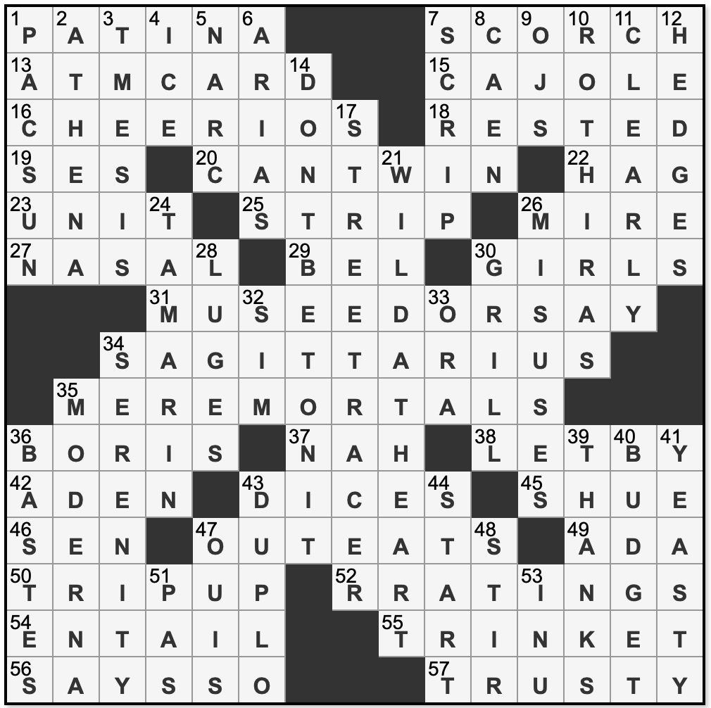 crossword puzzle answers la times crossword puzzle answers la times