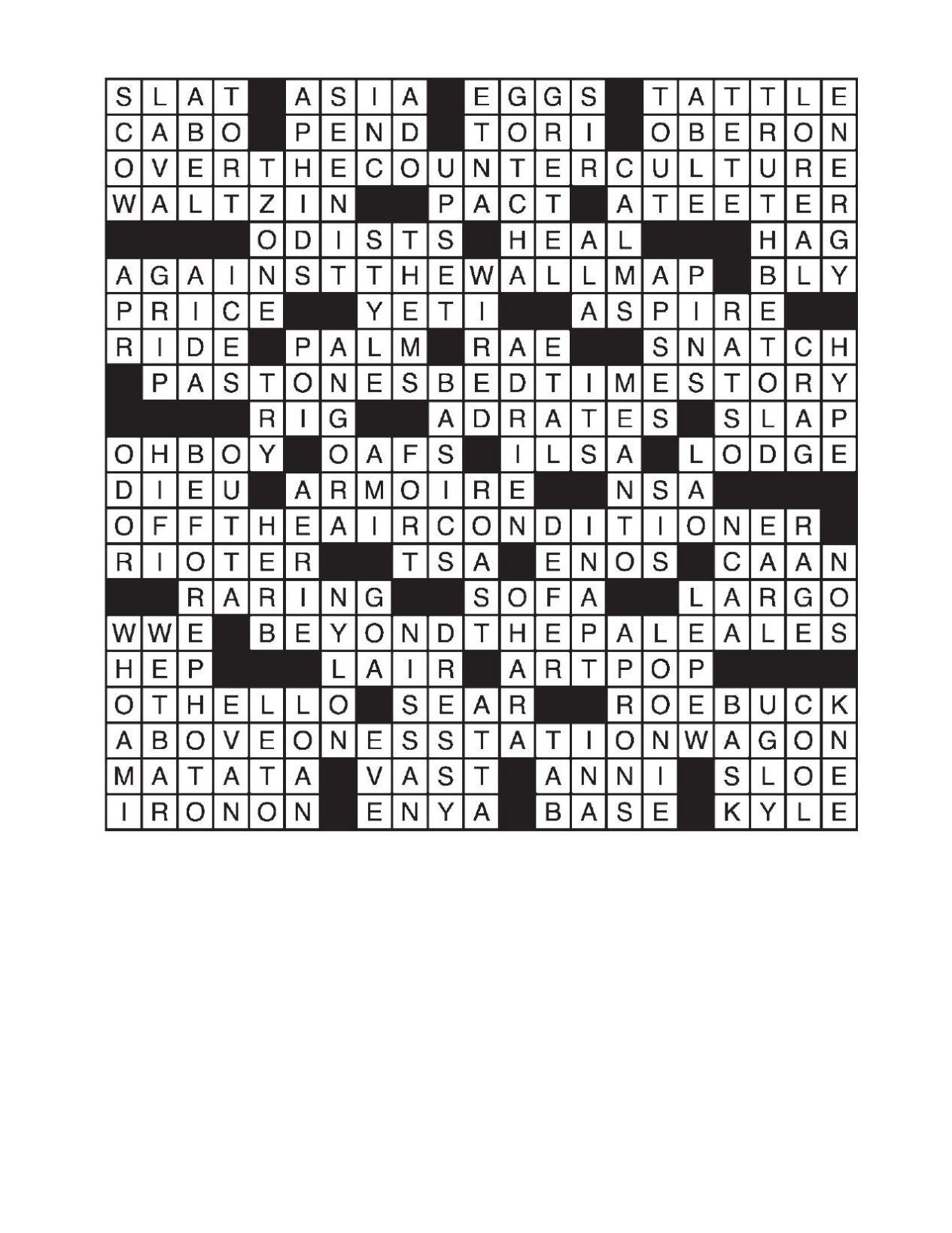 La Times Sunday Crossword Puzzle Solution