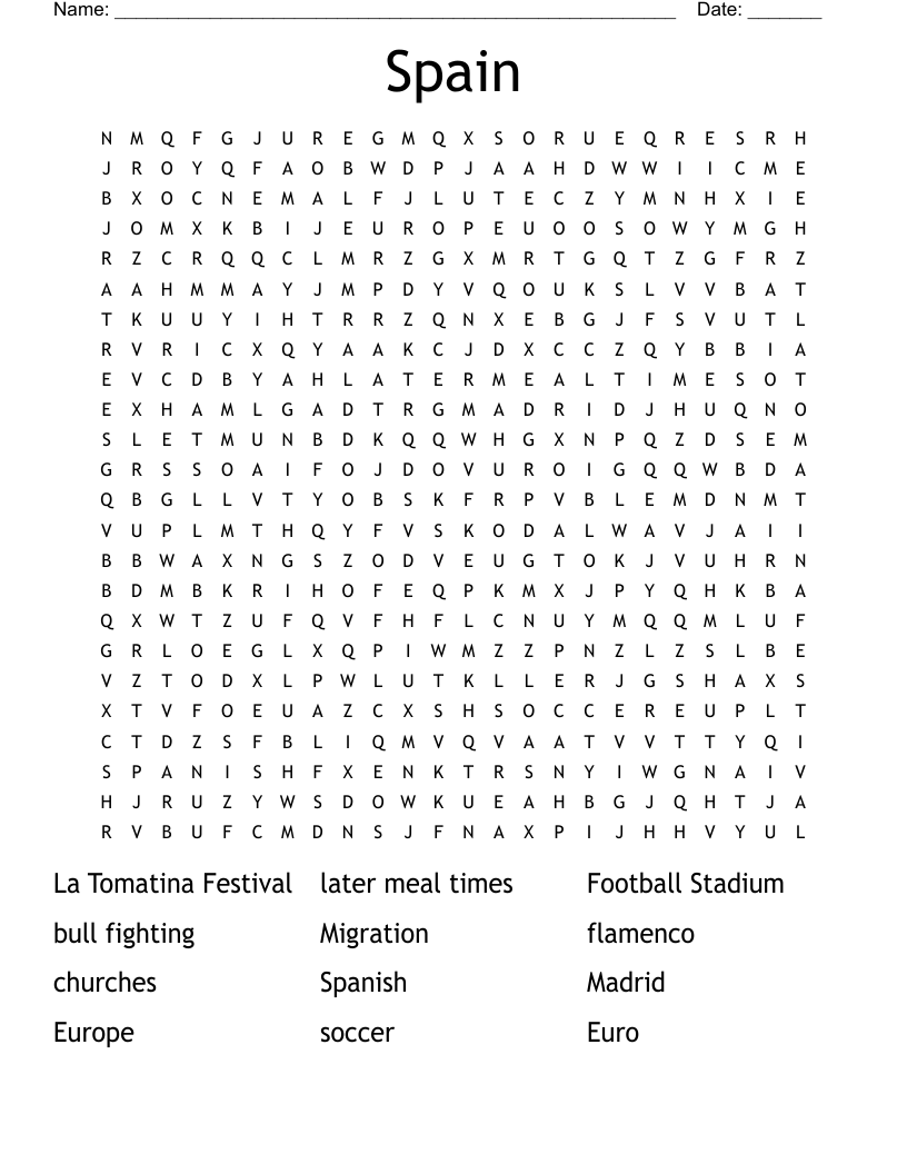 La Tomatina Word Search WordMint