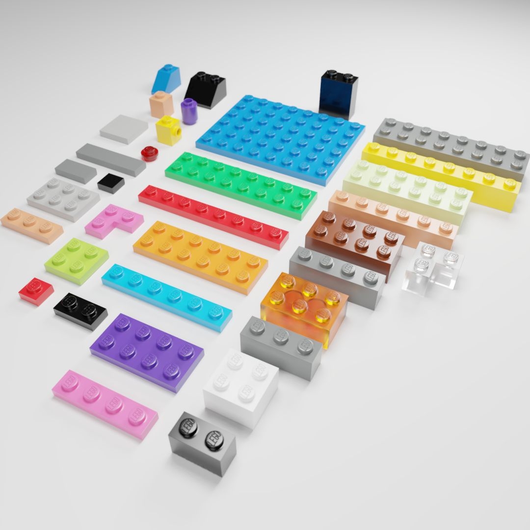 Lego Brick Collection 35 Pieces 3D Model 10 3ds blend dae fbx obj stl Free3D