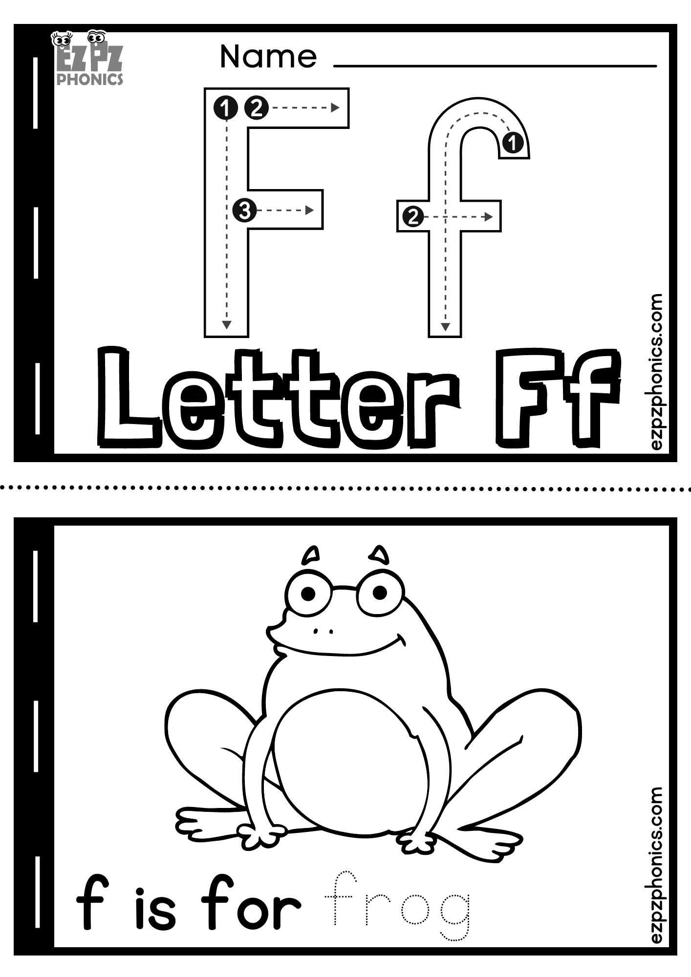 Letter F Alphabet Coloring Book Half Page Free Printable PDF Ezpzphonics