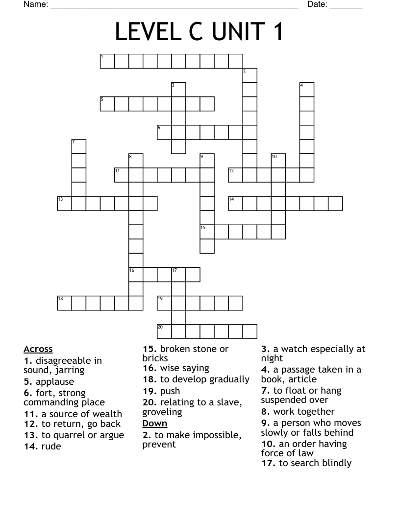 LEVEL C UNIT 1 Crossword WordMint