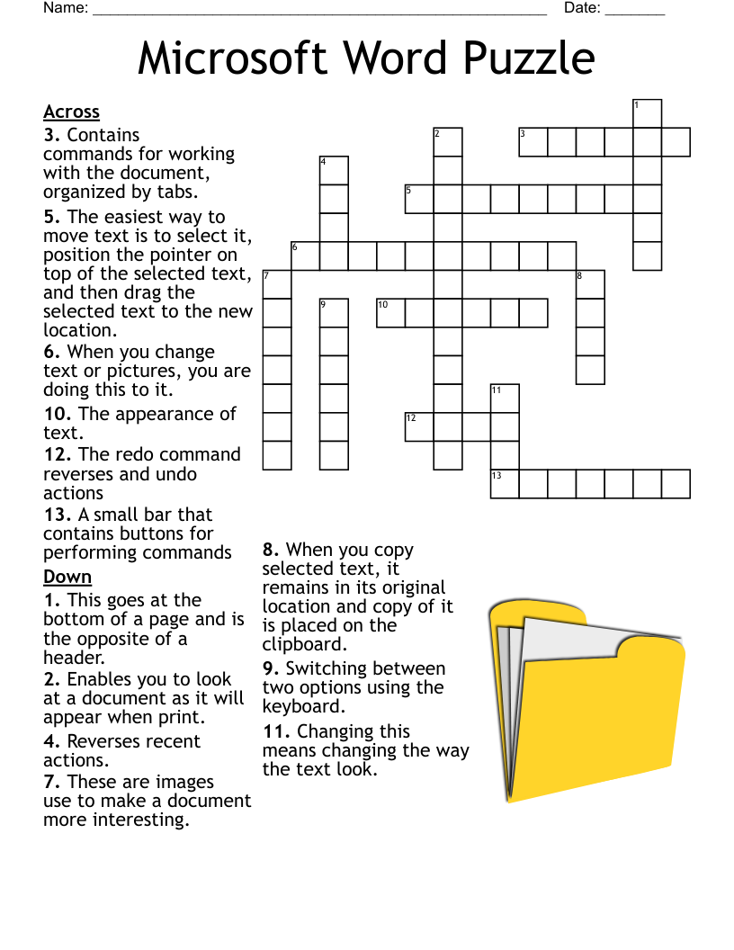 Microsoft Word Puzzle Crossword WordMint Microsoft Word Puzzle Crossword WordMint