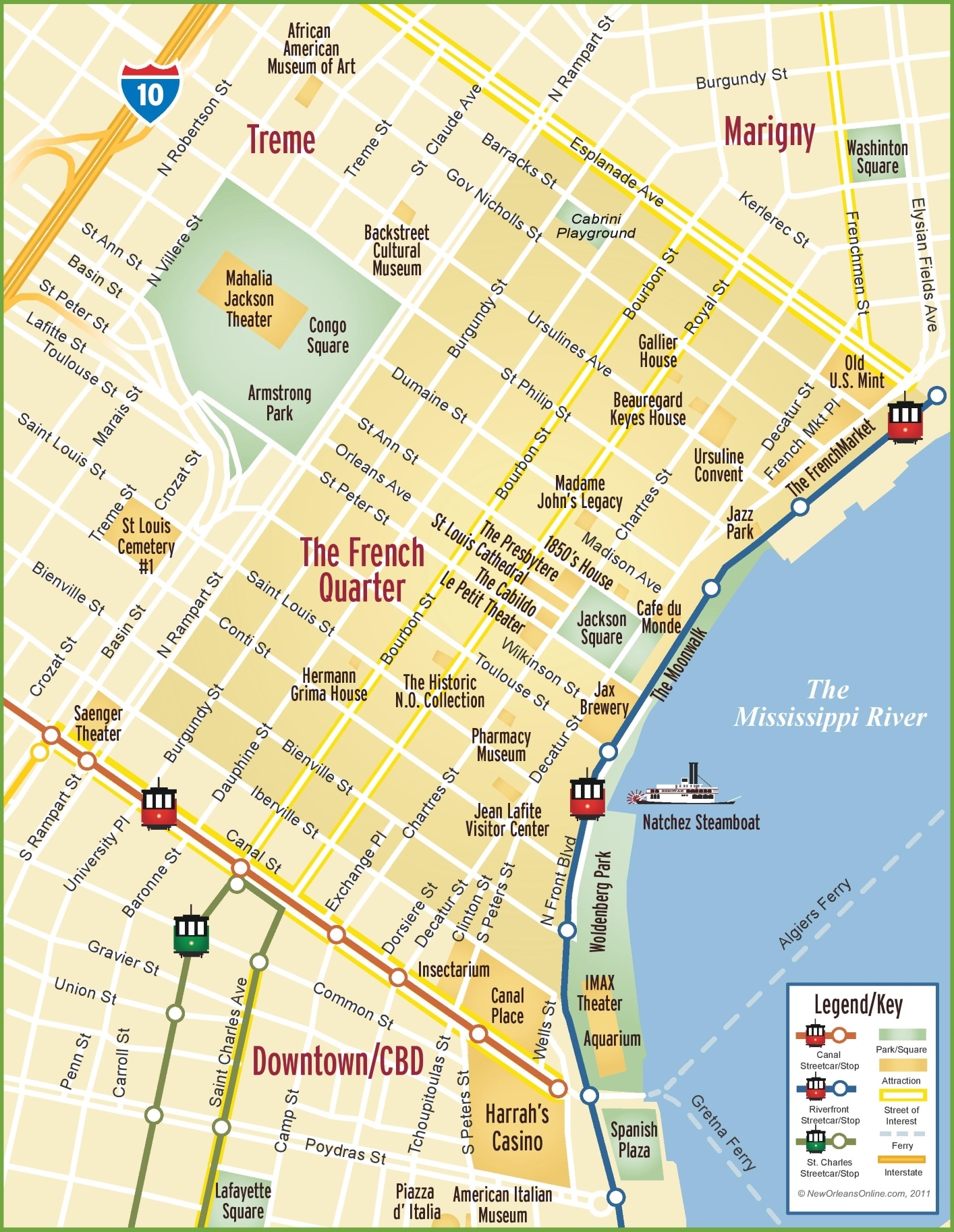 New Orleans French Quarter Map Ontheworldmap New Orleans French Quarter Map Ontheworldmap