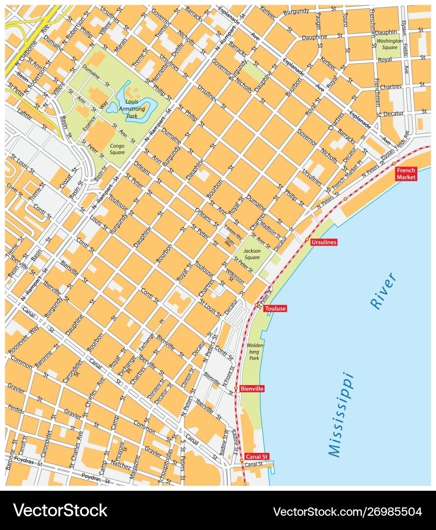 New Orleans French Quarter Map Royalty Free Vector VectorStock New Orleans French Quarter Map Royalty Free Vector VectorStock