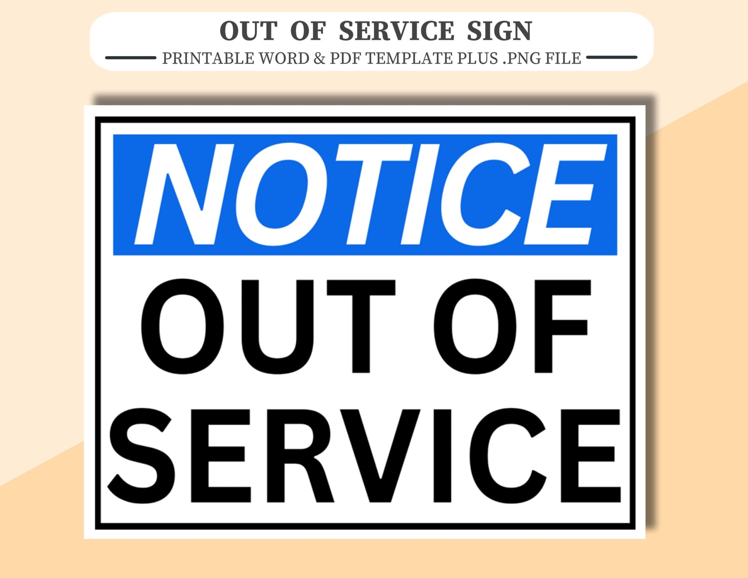 out of service sign printable