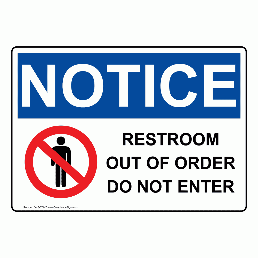 Toilet Out Of Order Sign