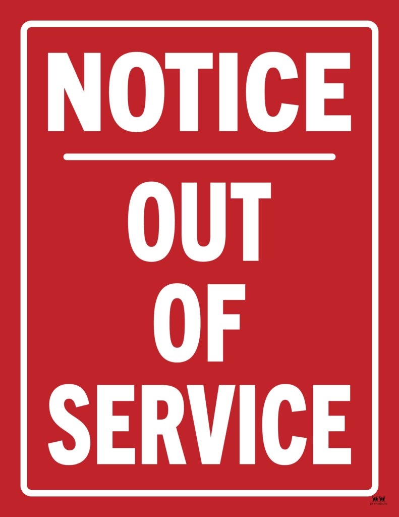 Out Of Service Sign Printable