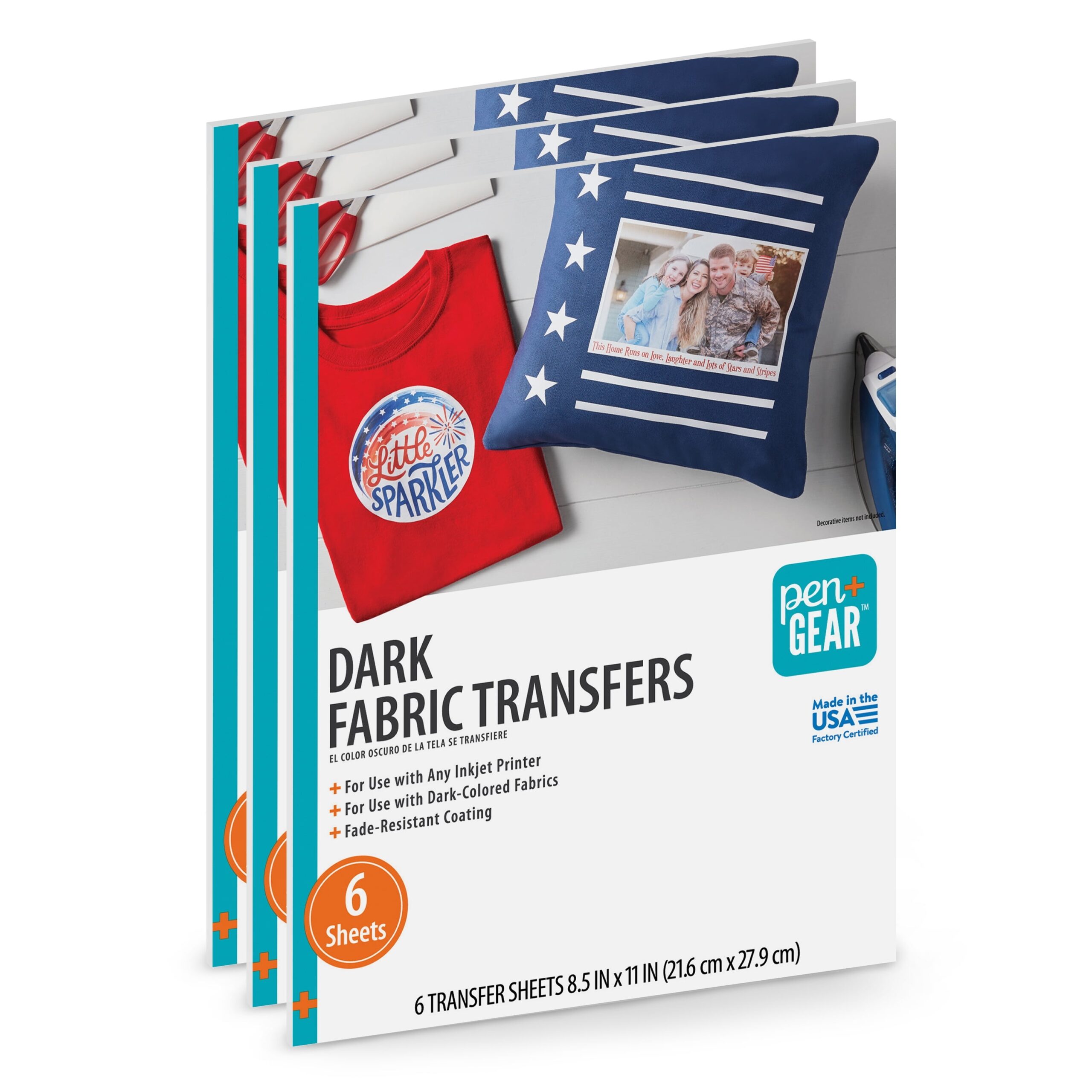 PEN GEAR Brandclub Pen Gear Dark Fabric Transfer Paper Inkjet Printable 8 5 X 11 18 Sheets PEN GEAR Brandclub Pen Gear Dark Fabric Transfer Paper Inkjet Printable 8 5 X 11 18 Sheets