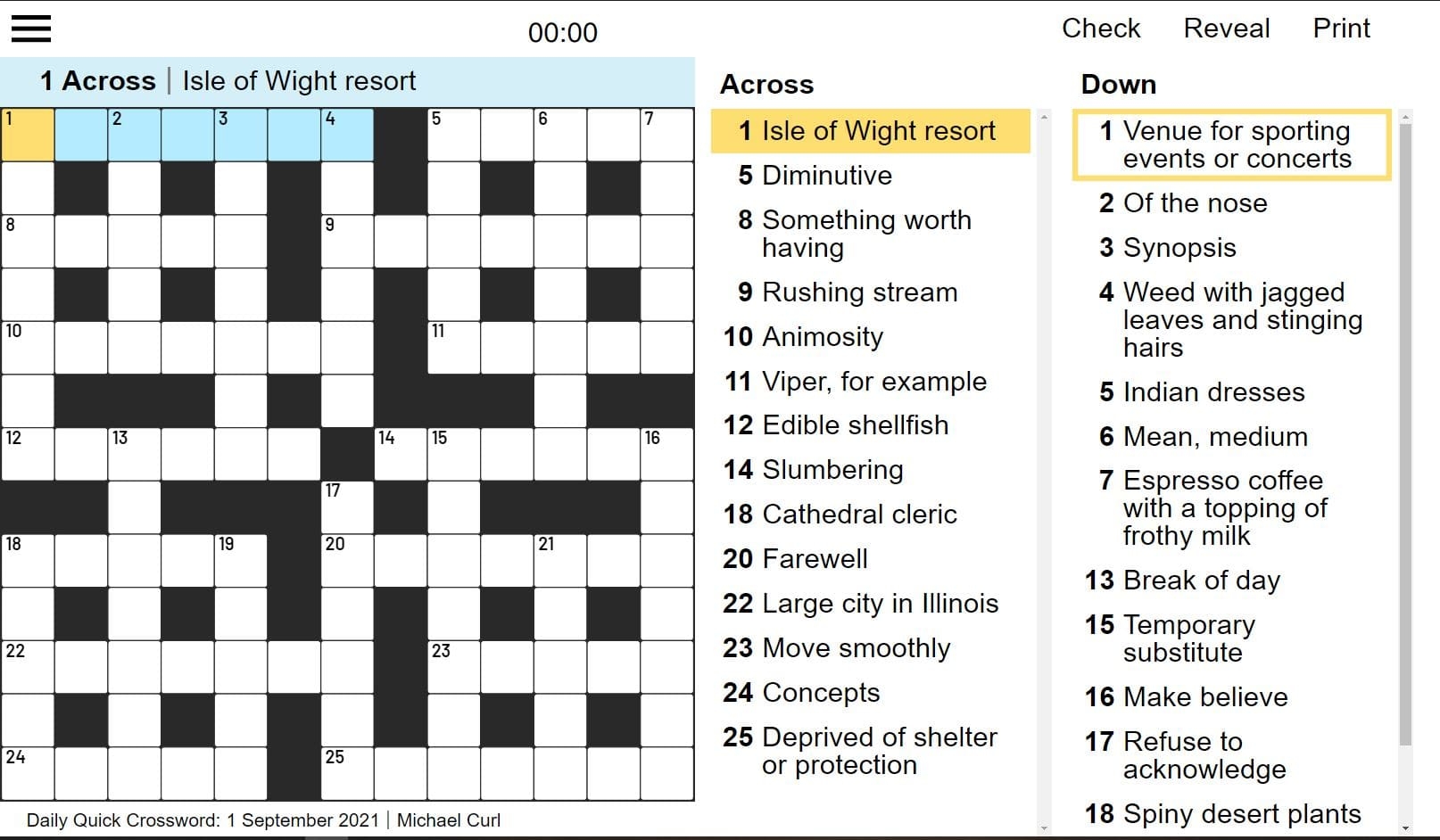 free easy crosswords to print