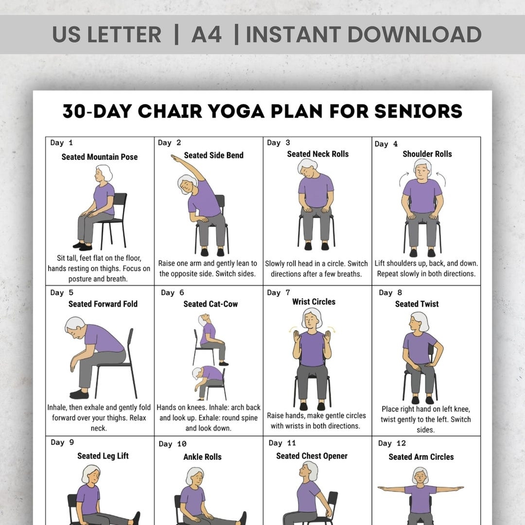 Printable Chair Exercises For Seniors 30 Day Chair Yoga For Seniors Challenge Chair Exercise Guide Printable Chair Exercises For Seniors 30 Day Chair Yoga For Seniors Challenge Chair Exercise Guide