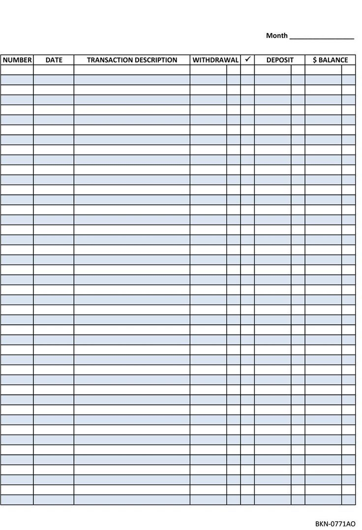 transaction register printable