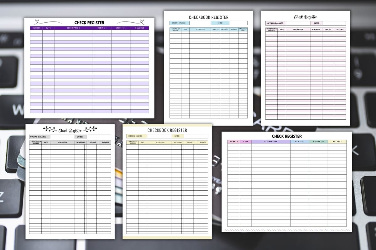 free printable check register