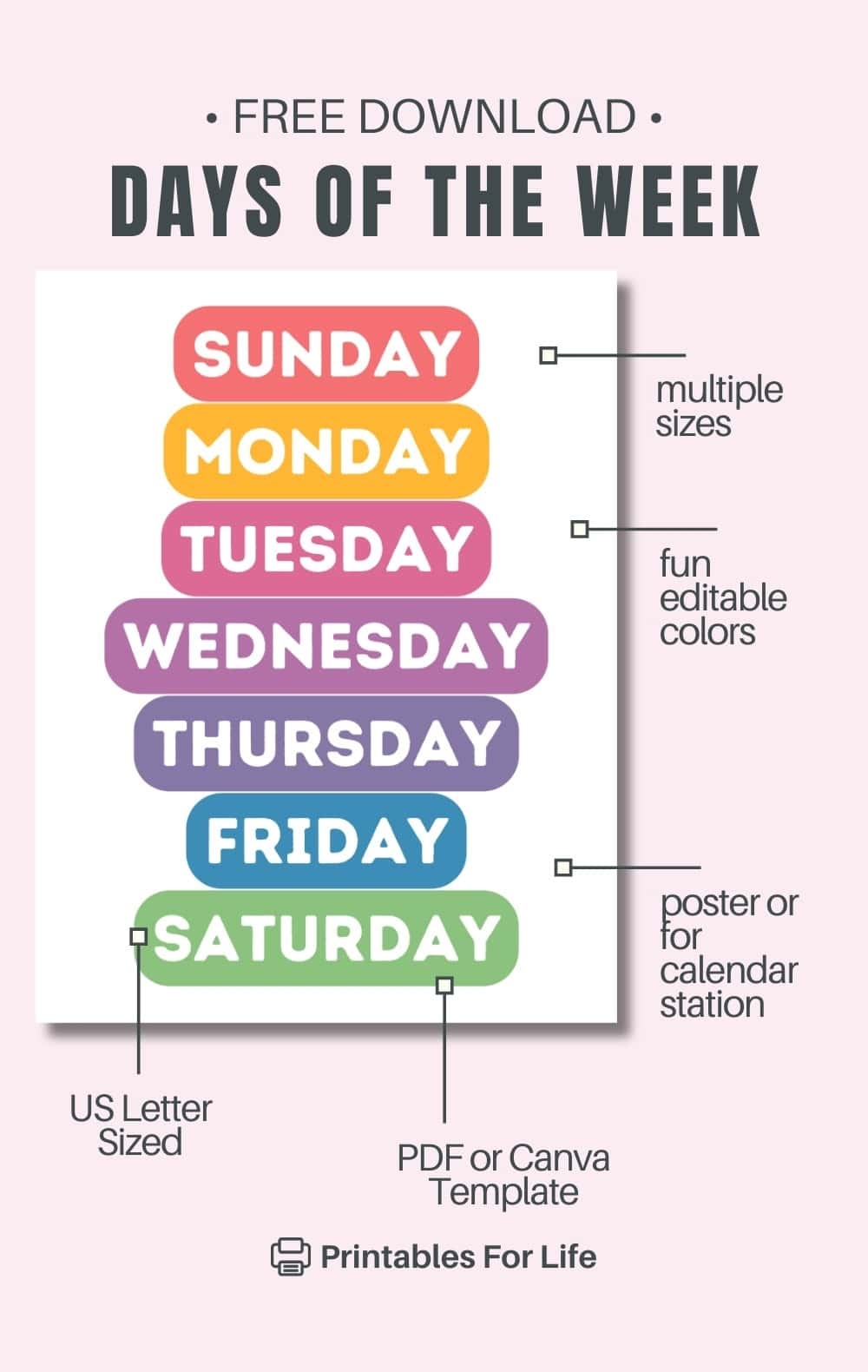 Printable Days Of The Week FREE Download 