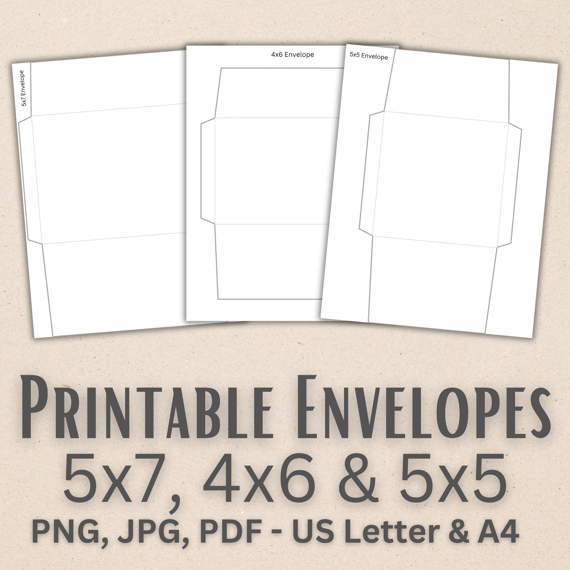 Printable Envelope Templates 5x7 4x6 5x5 PNG JPG And Pdf Envelope Templates A7 A6 Square Envelope Tapered Square Flap Envelope Etsy