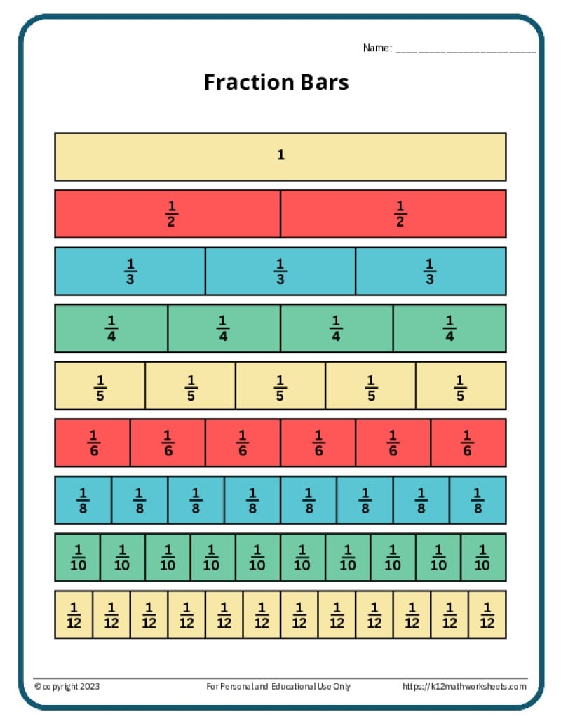 fraction bars printable
