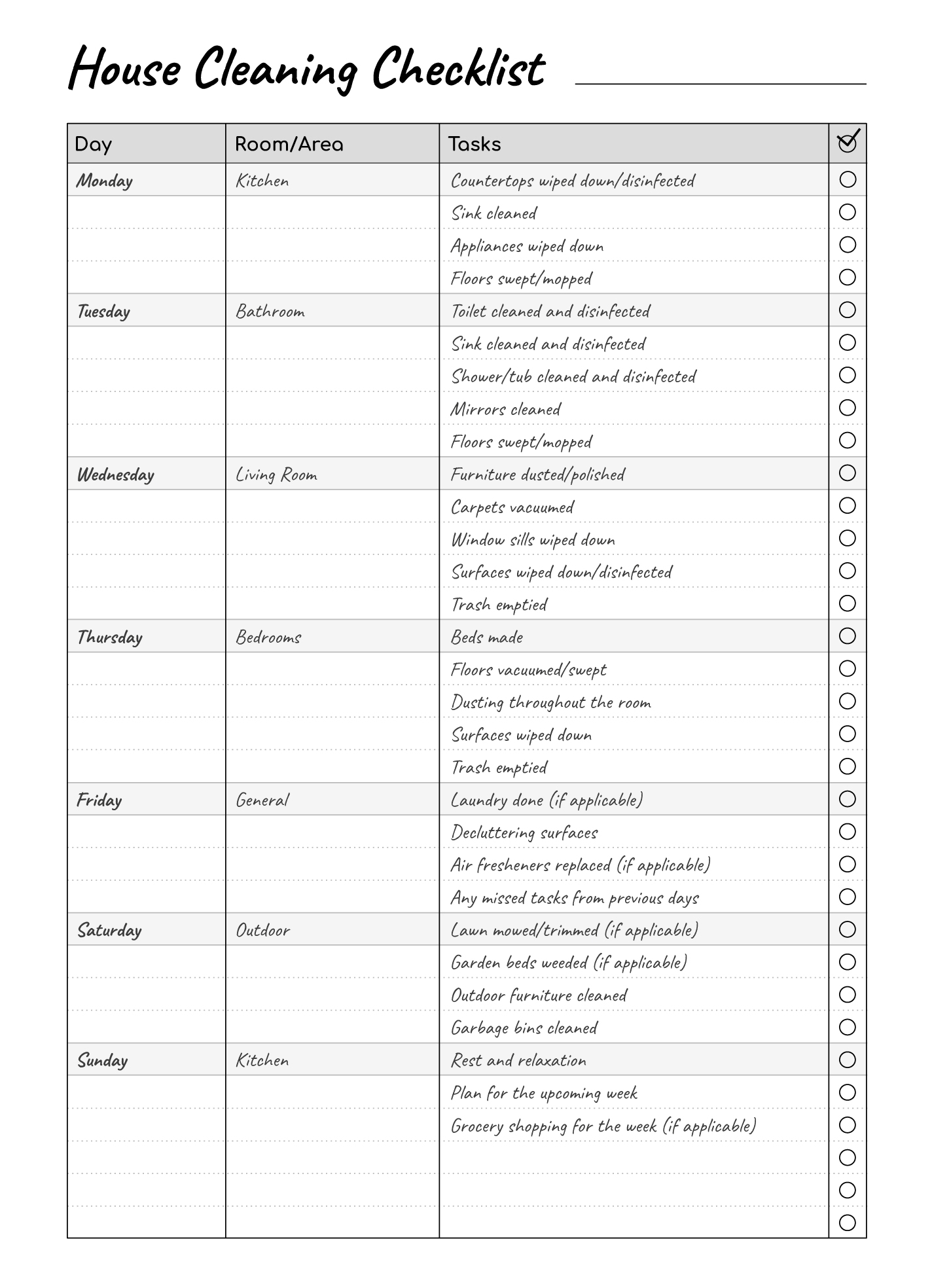 housework checklist printable housework checklist printable