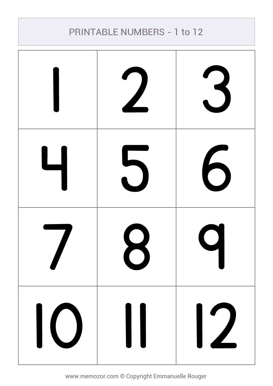 Printable Numbers Free PDFs Memozor