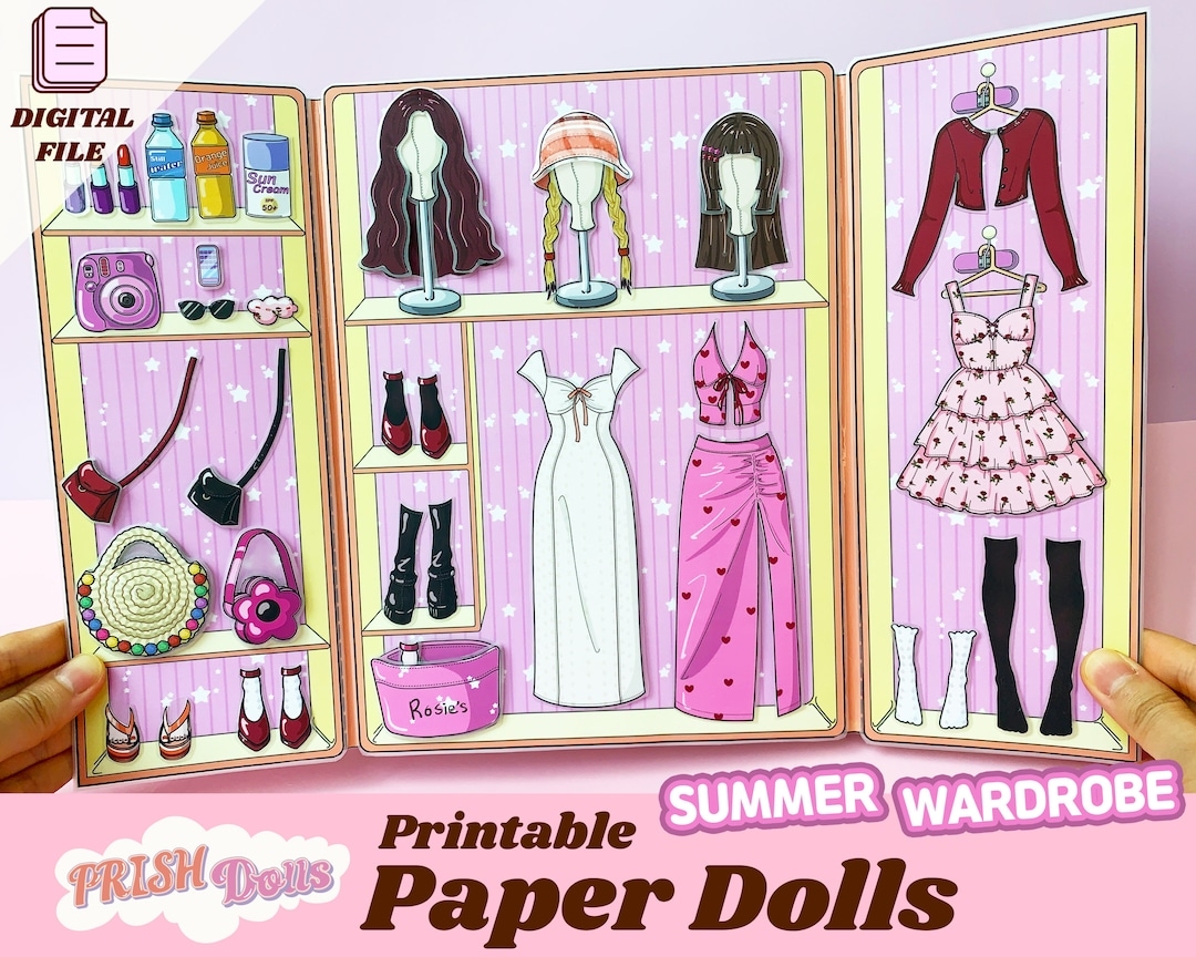 Printable Paper Doll Dress Up Kit Summer Wardrobe DIY Busy Book Easy Paper Craft Girls Crafts Holiday Home Activity For Kids Etsy Denmark