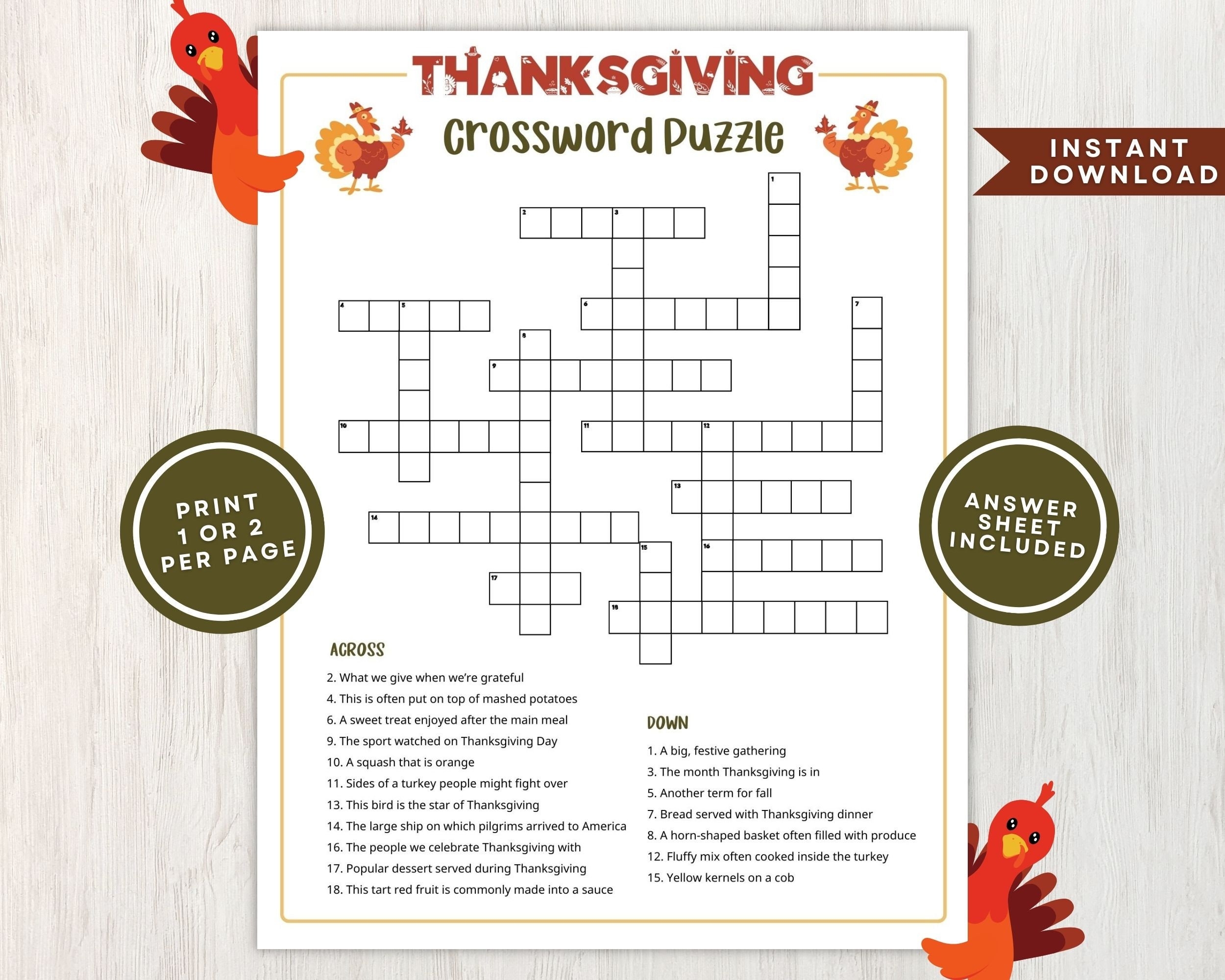 Printable Thanksgiving Crossword Puzzle For Kids And Adults Crossword Game For Thanksgiving Gatherings And Classrooms Instant Download Etsy Printable Thanksgiving Crossword Puzzle For Kids And Adults Crossword Game For Thanksgiving Gatherings And Classrooms Instant Download Etsy